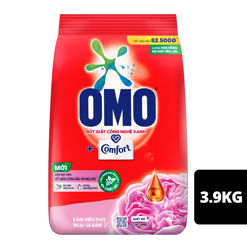 Bột Giặt OMO Tinh Dầu Thơm Ngất Ngây Hồng Túi 4kg
