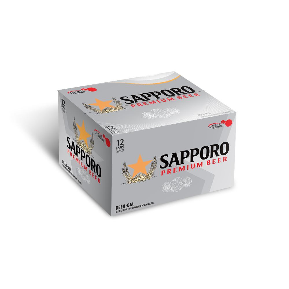 Thùng 12 lon bia Sapporo 500ml