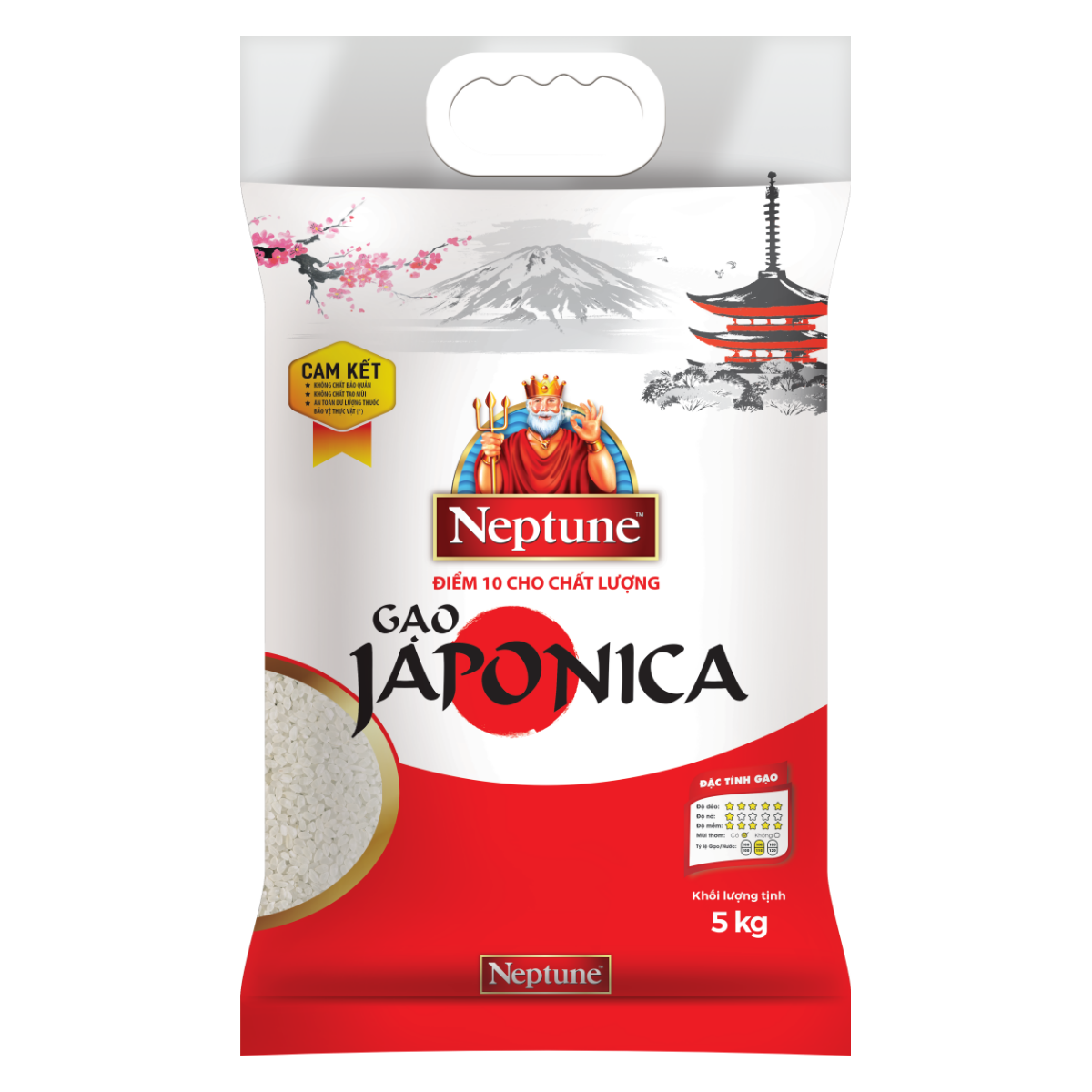 Gạo Nhật Japonica Neptune túi 5kg