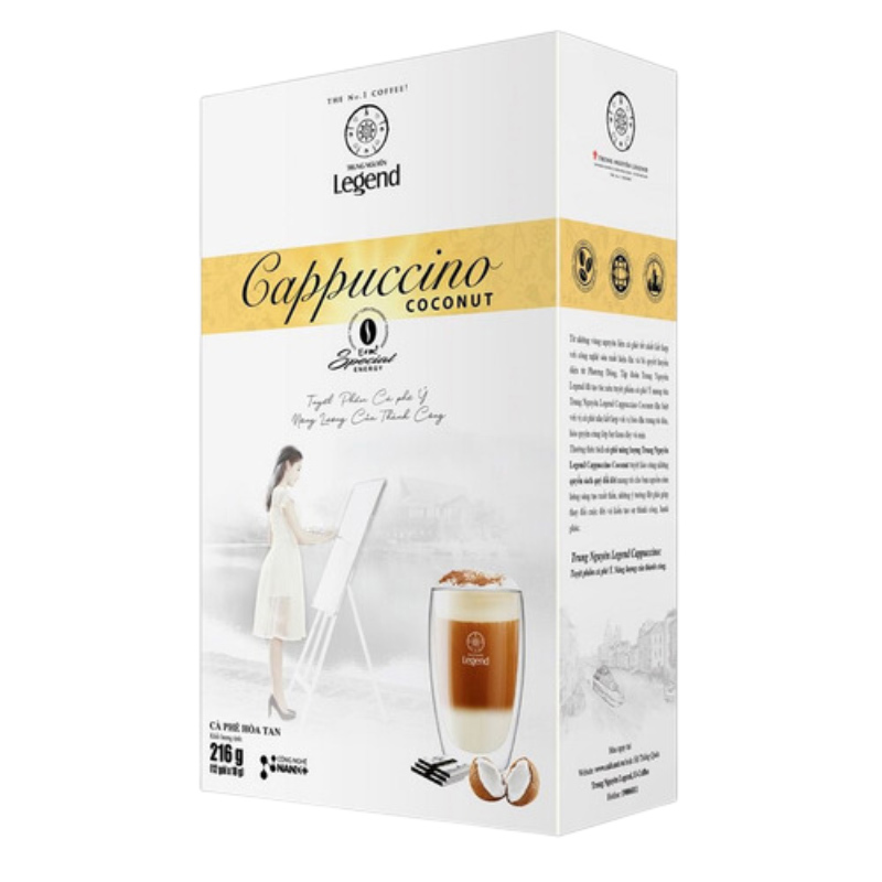 Cà phê Cappuccino Trung Nguyên dừa hộp 216g