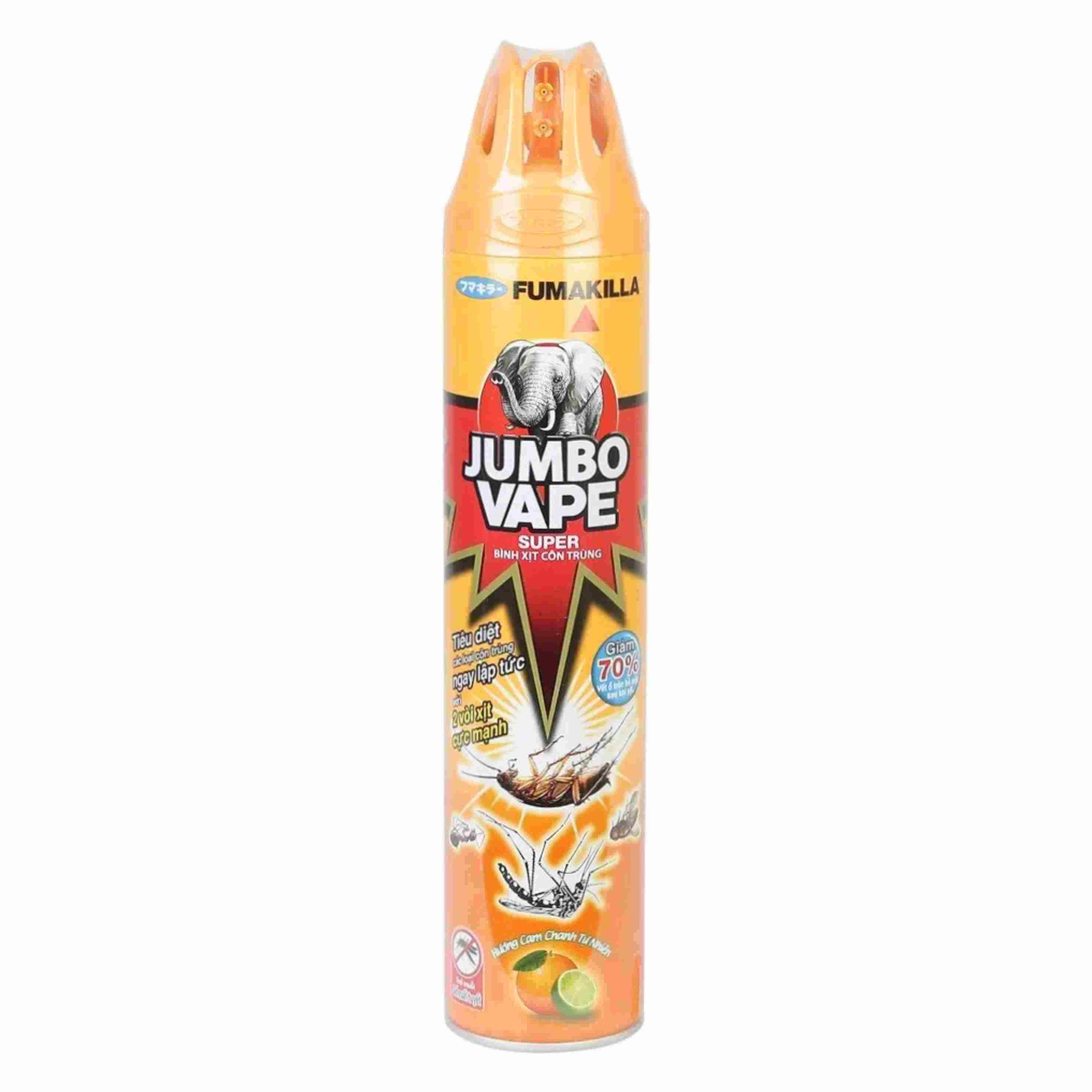 Bình Xịt Côn Trùng Jumbo Vape Hương Cam Chanh Dạng Chai 600ml