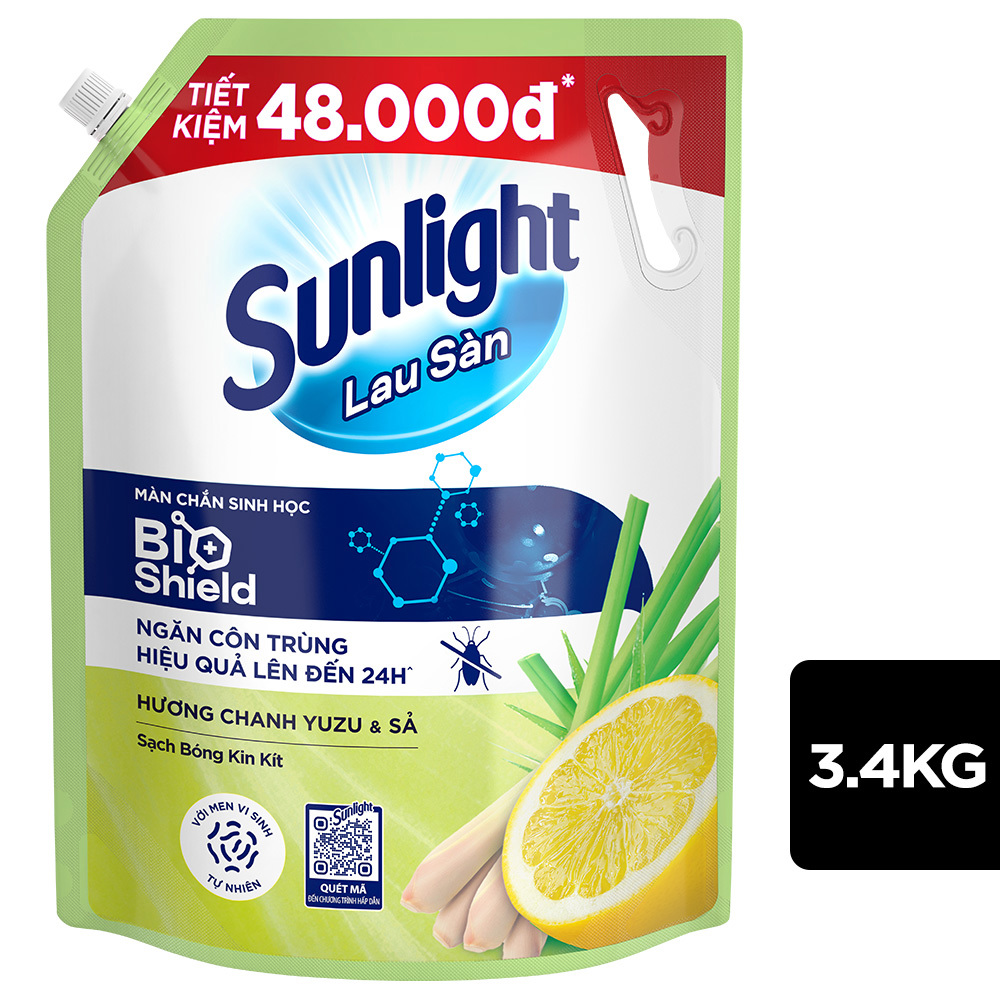 Nước Lau Sàn Sunlight Tinh Dầu Thảo Mộc Sả Chanh Túi 3.4kg