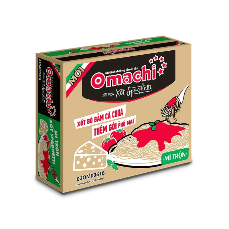 Thùng 30 gói mì trộn khoai tây sốt spaghetti Omachi 91g