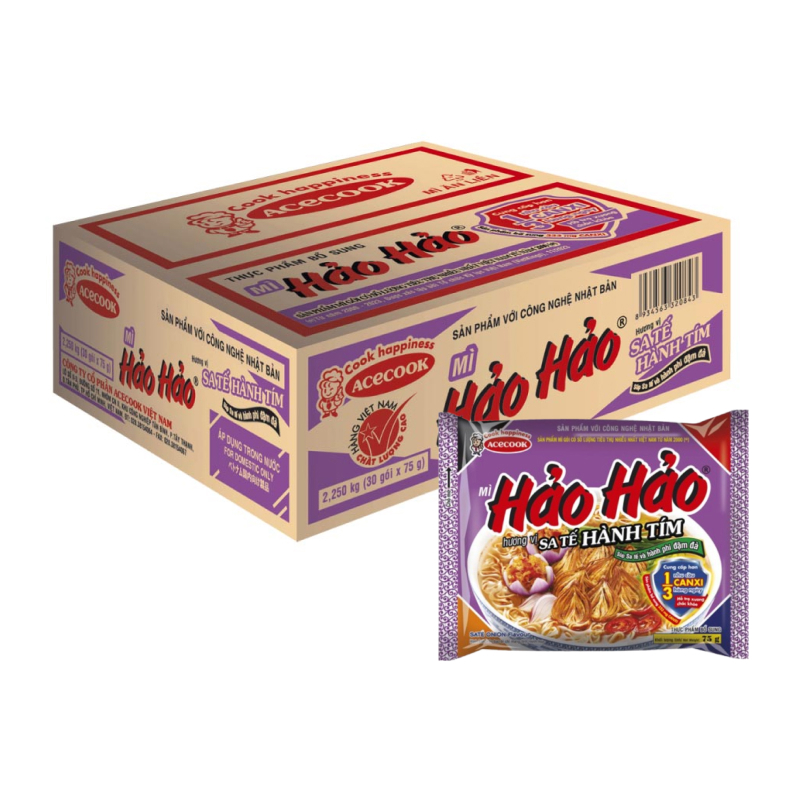 Thùng 30 gói hương vị sa tế hành tím Hảo Hảo 75g