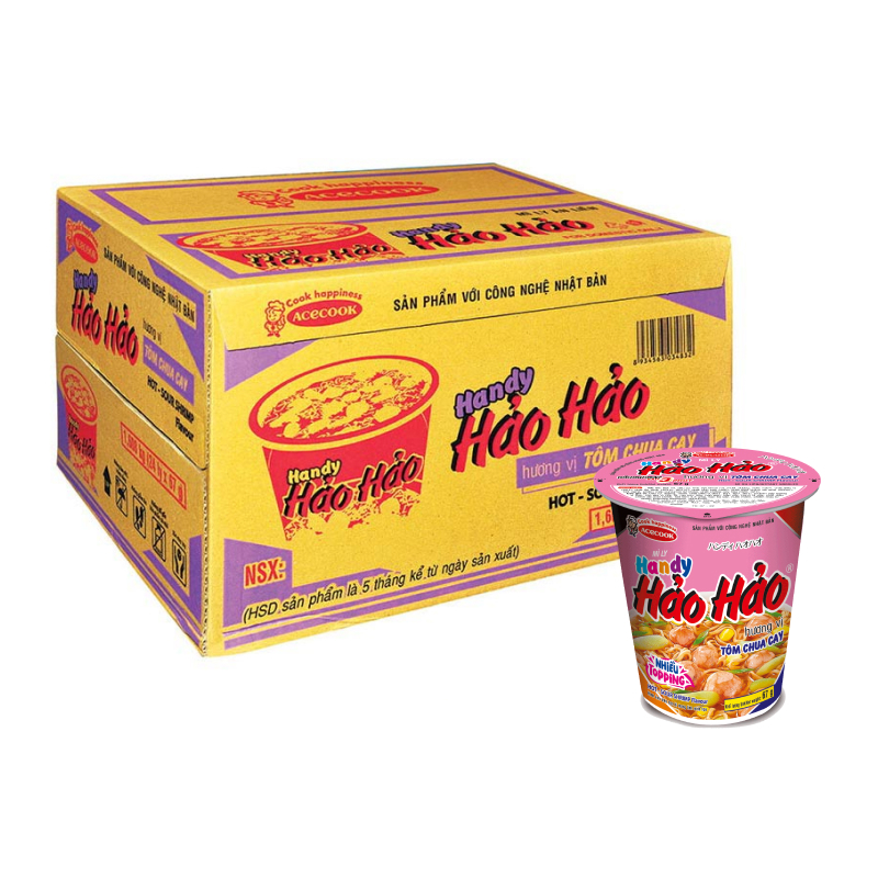 Thùng 24 ly mì Hảo Hảo vị tôm chua cay Acecook 67g