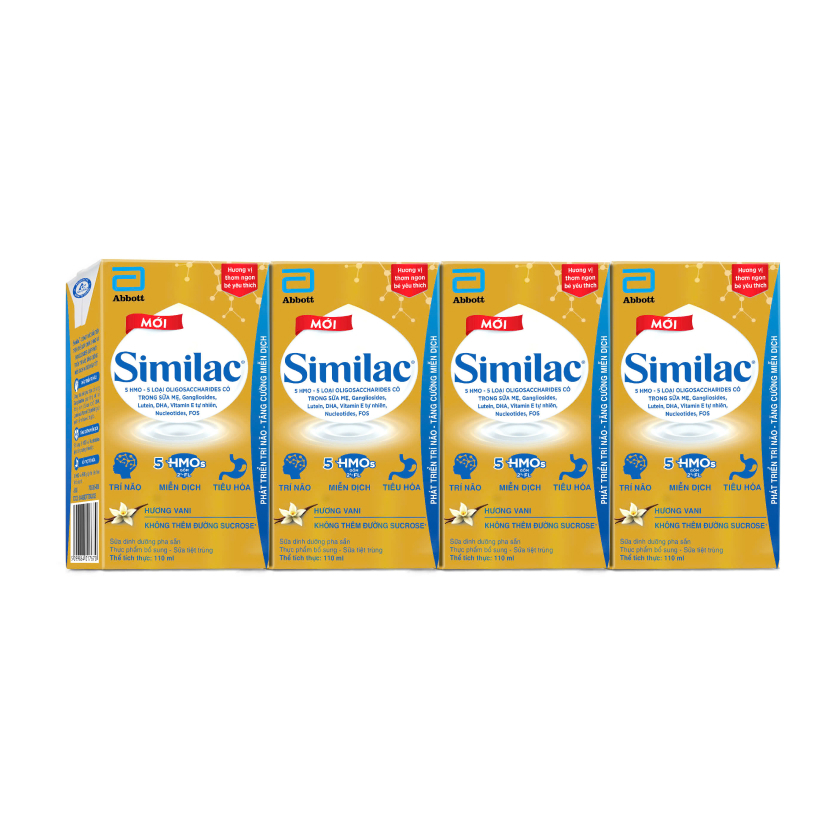 Lốc 4 Hộp Sữa Dinh Dưỡng Abbott Similac HMO Hương Vani 110ml -