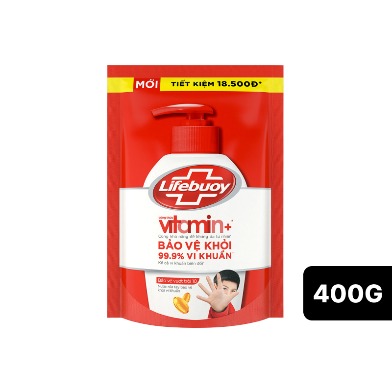 Nước Rửa Tay Lifebuoy Bảo Vệ Vượt Trội 10 - Túi 450g