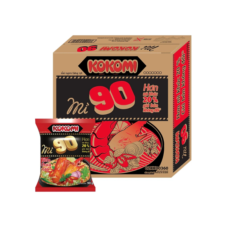 Thùng 30 gói mì Kokomi Đại 90 Tôm chua cay 90g