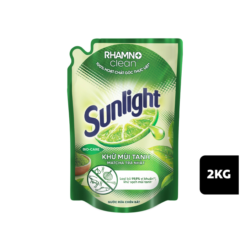 Nước Rửa Chén Sunlight Khử Mùi Tanh Matcha Túi 2kg