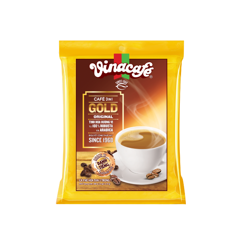 Cà phê sữa 3in1 VinaCafé Gold Original túi 24 gói x 20g